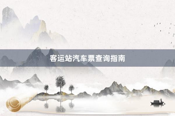 客运站汽车票查询指南